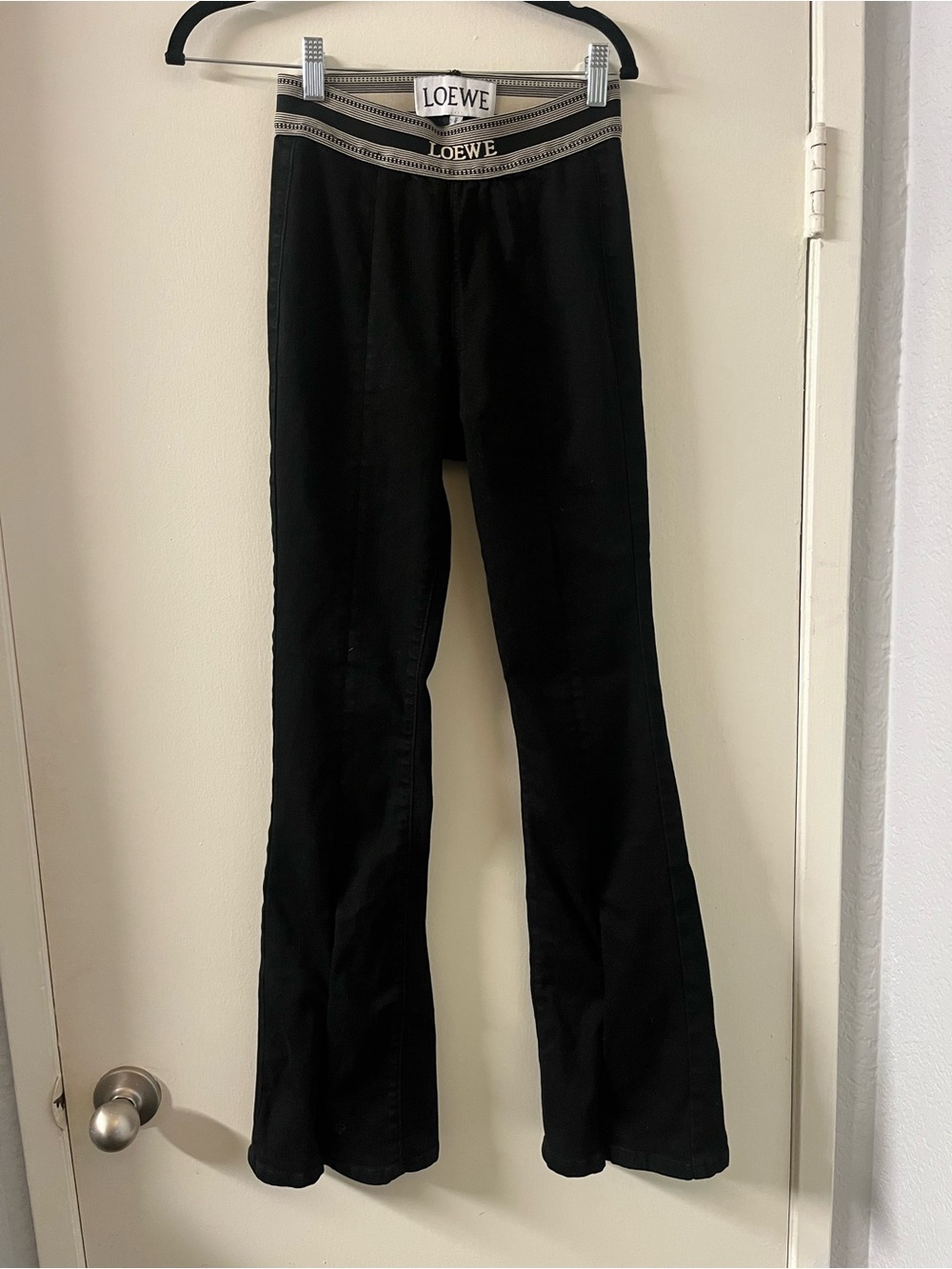 Loewe Black Front Leg Zip Down Flare Denim Size S